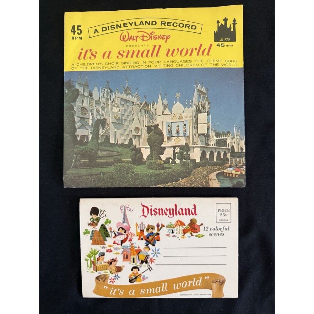 Vintage It’s A Small World 1966 Vinyl 45RPM-Mid-70s Postcard Set Original Owner